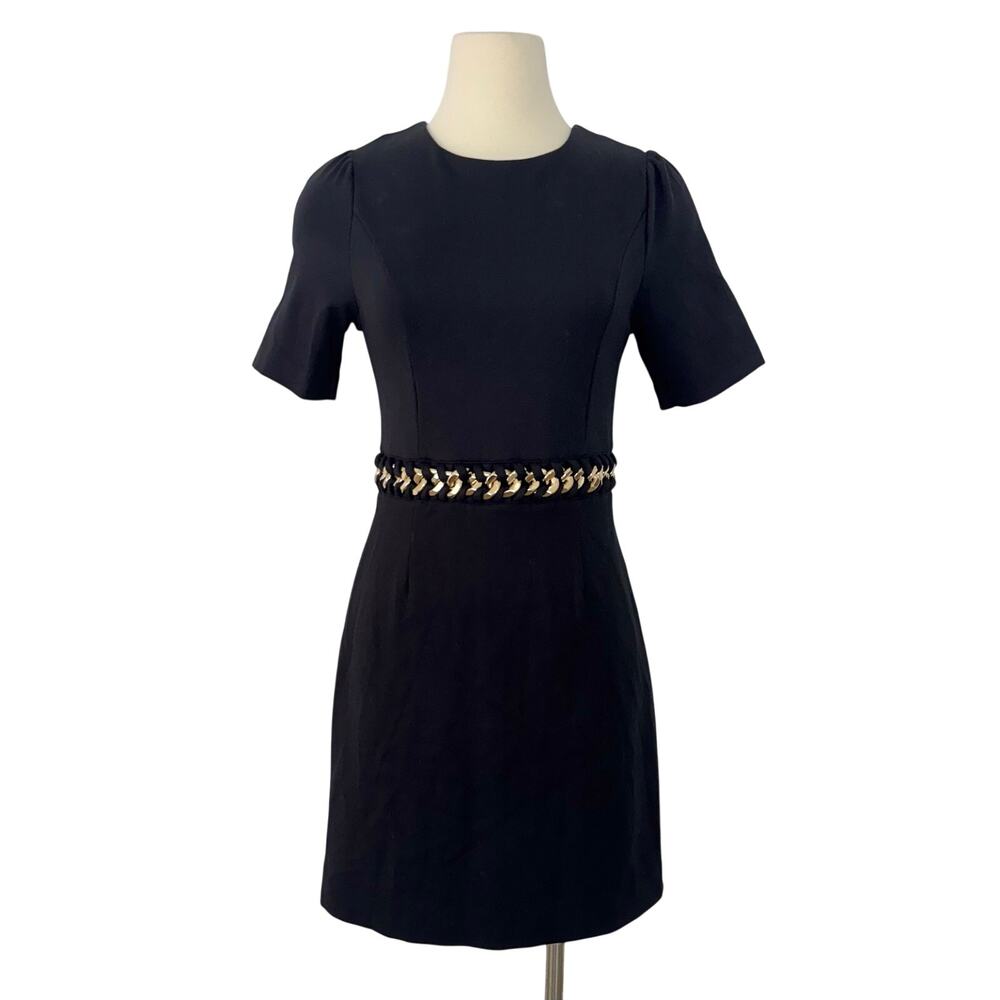 Lilly Pulitzer Elinor Shift Ponte Dress with Gold Chain Belt Black 2